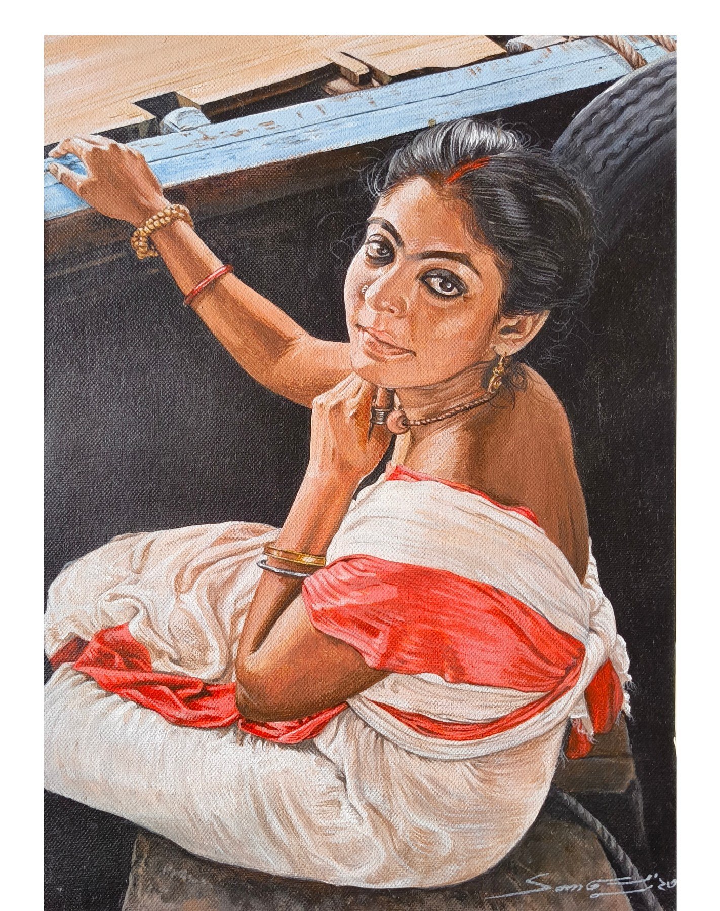 Village Girl on the Bullock Cart